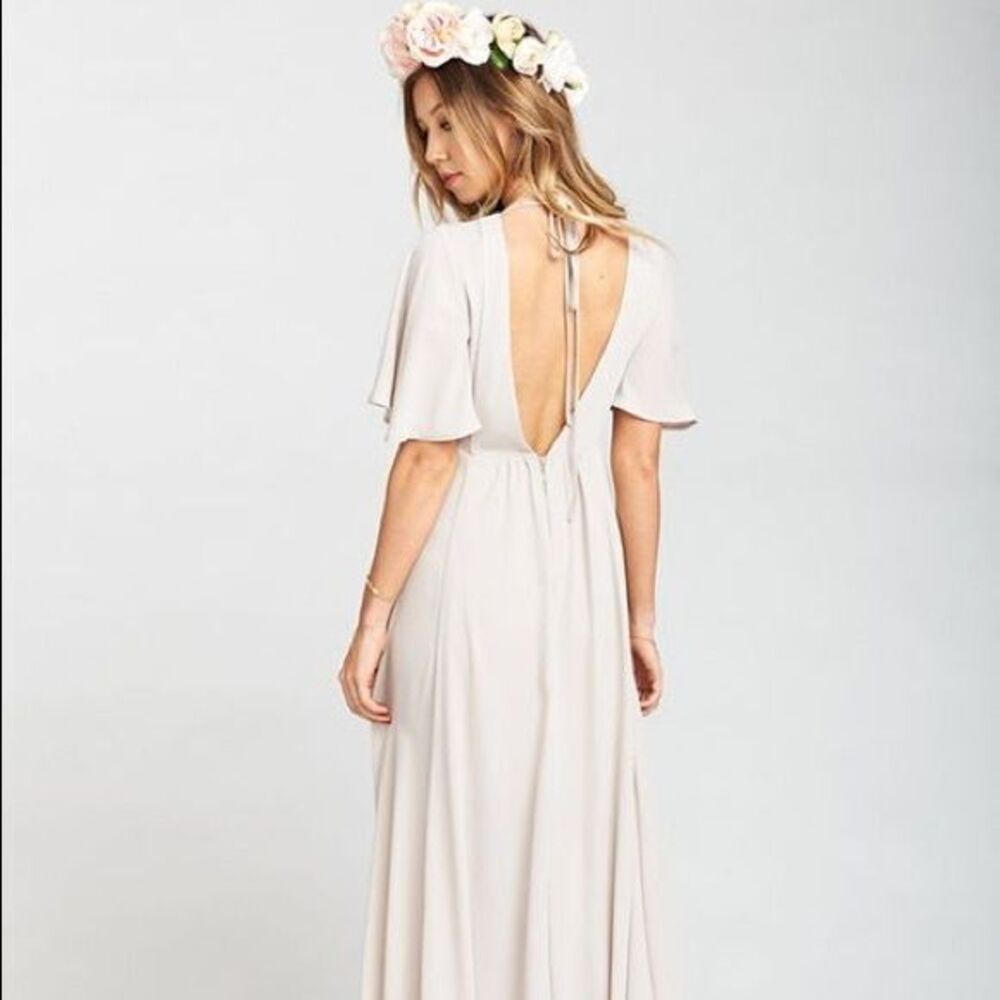 NWT Show Me Your Mumu Faye Flutter Maxi Dress Show Me The Ring Crisp S - Picture 2 of 3